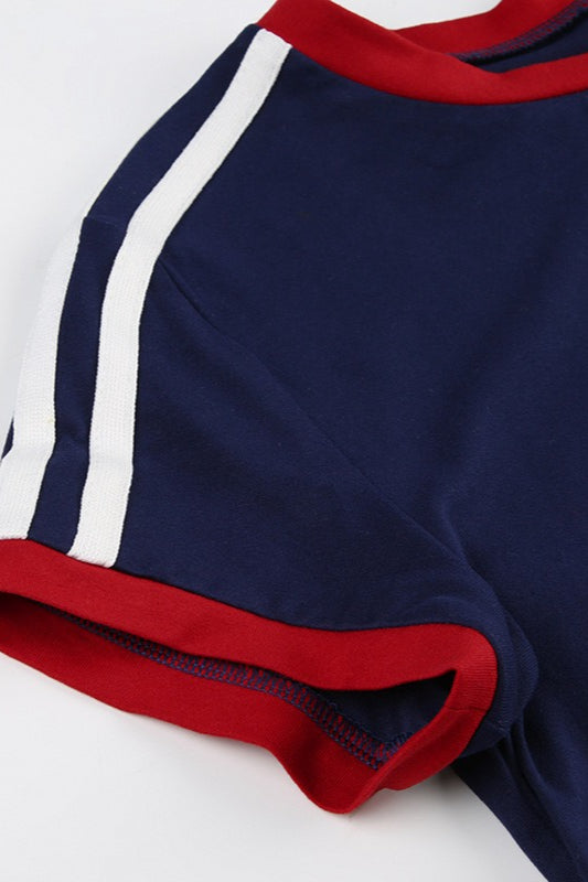 Camiseta slim con estampado de número en bloque de color deportivo