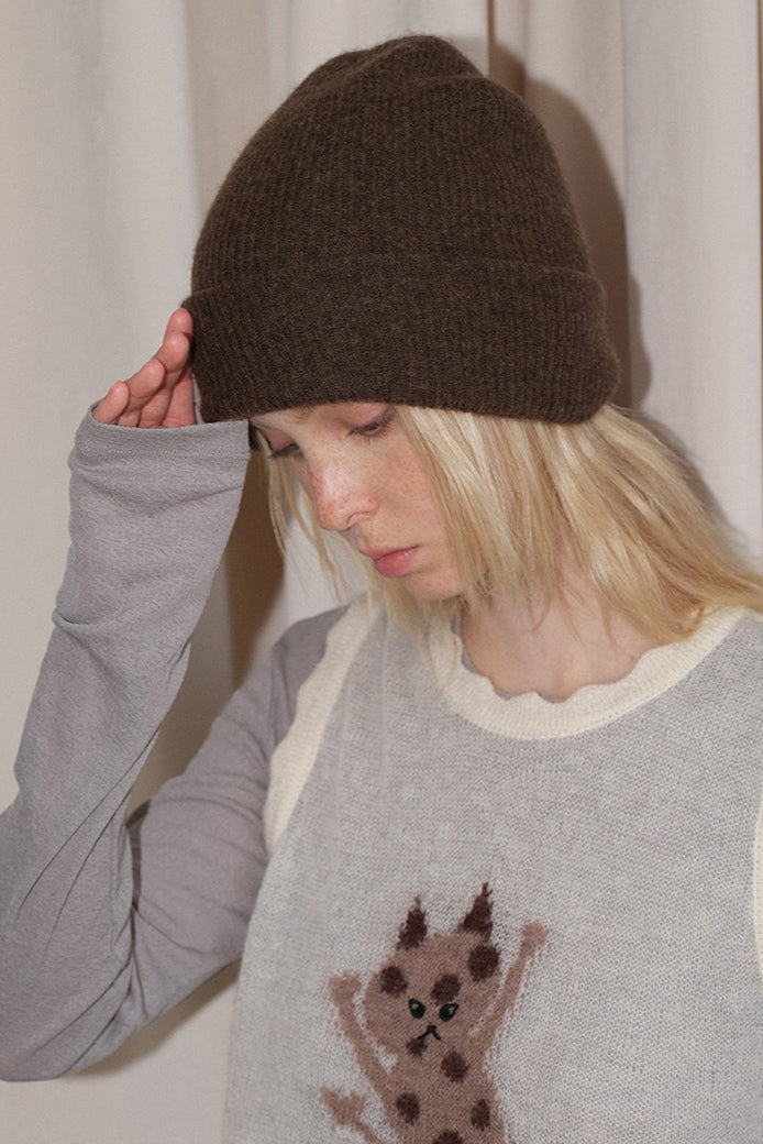 Gorro de punto de lana suave de doble capa de color liso