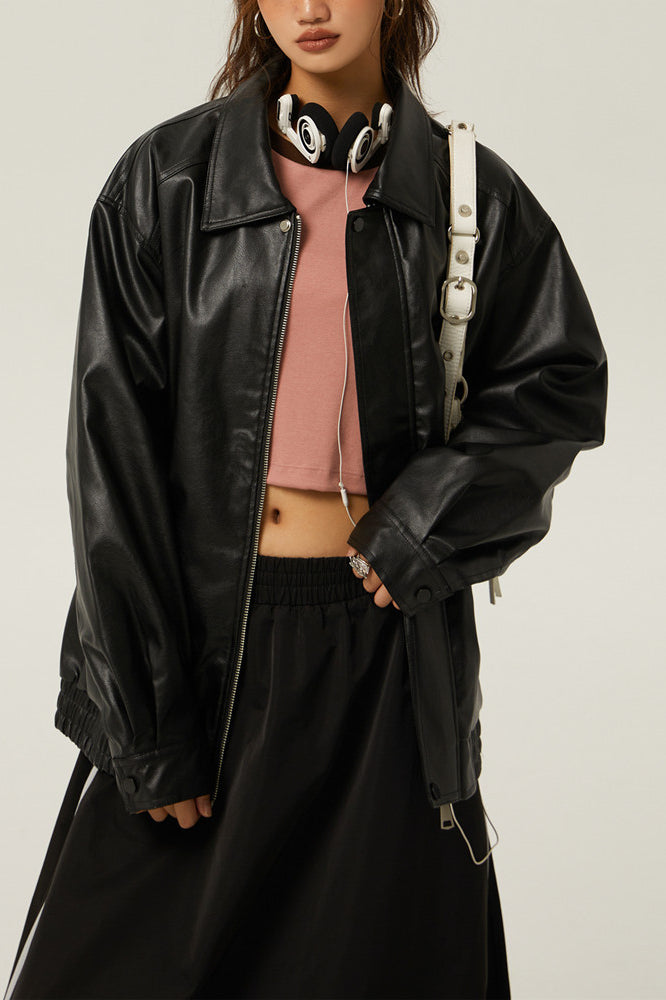Chaqueta de moto holgada retro