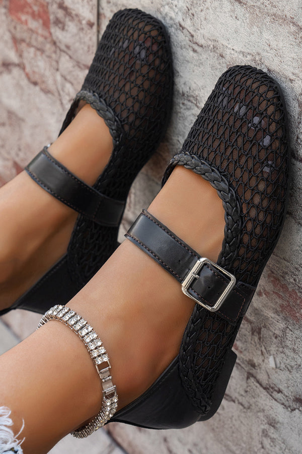 Stylish Mesh Square Toe Flat Casual Shoes