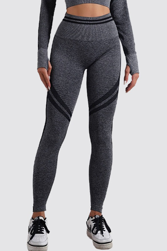 Leggings de entrenamiento esculturales sin costuras de cintura alta a rayas