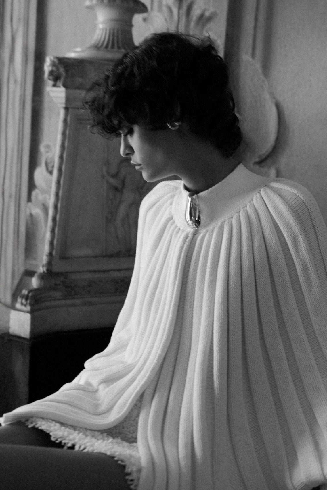 Turtleneck Lazy Loose-Fit Cape Long-Sleeve Knit Top