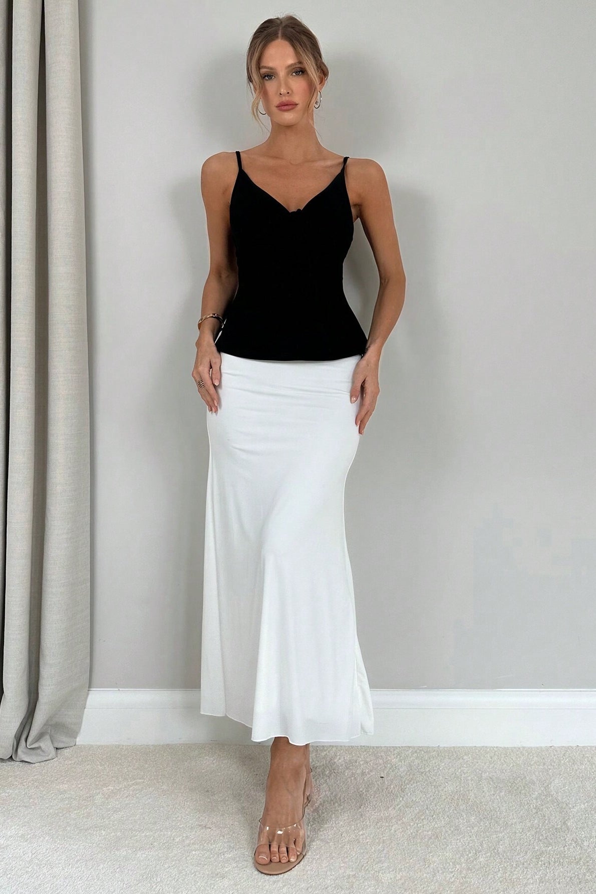 Top camisola ajustado liso minimalista sexy