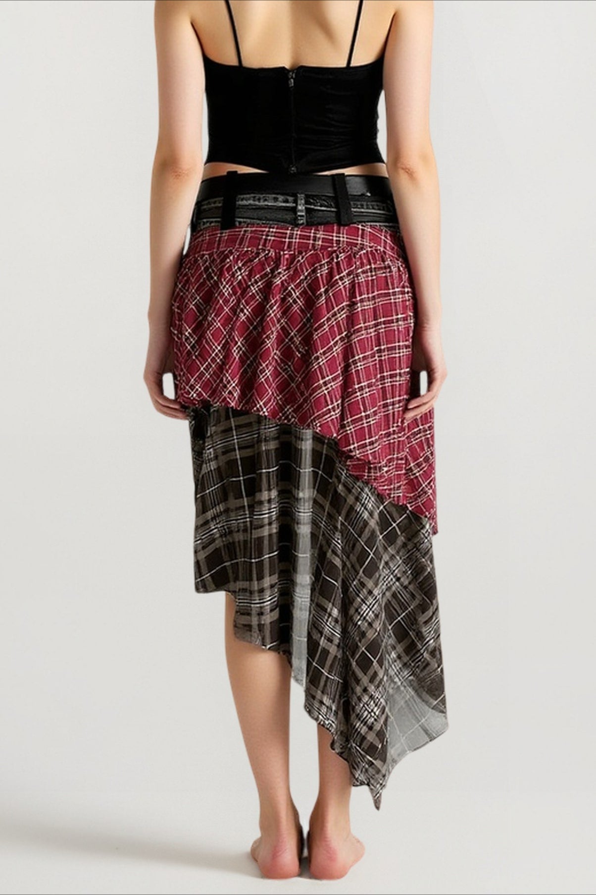 Tartan Wide Waistband Bodycon Skirt