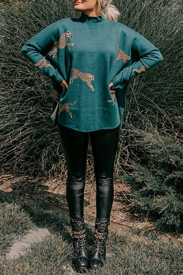 Cozy and Kind Leopard Slit Relaxed Sweatshirt (Buy 3 Get Free Fast Shipping & Extra 20% off Use Code:RS20)