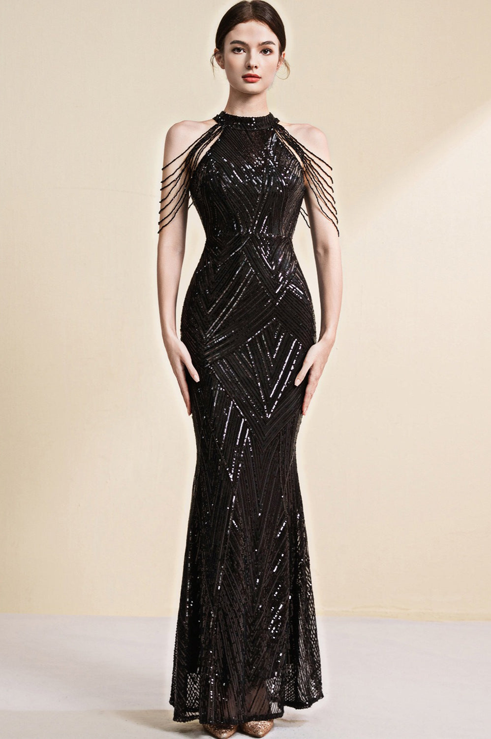 Vestido largo elegante ajustado de gala