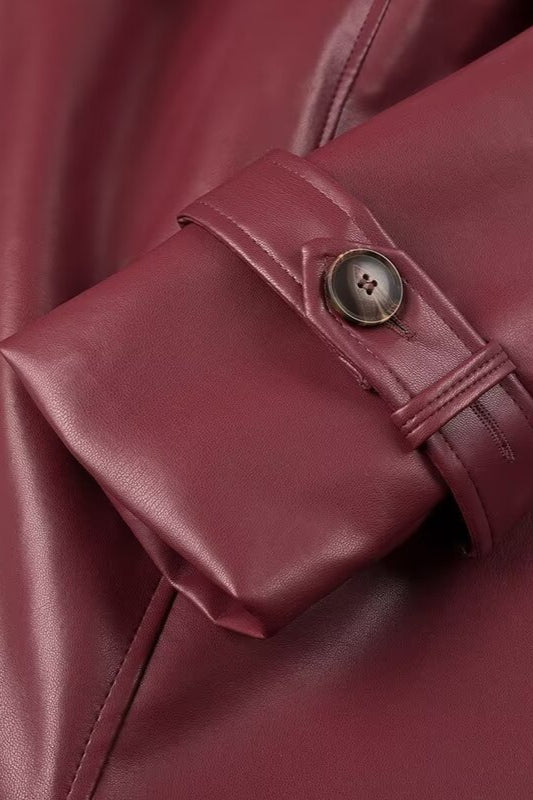 Gabardina suelta de piel