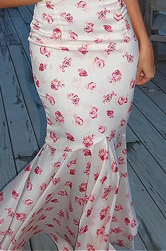 Ruched Waist Slim Fit Elegant Floral Dress