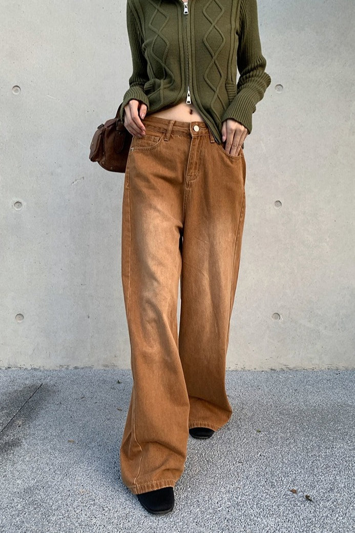 Vaqueros informales holgados de pierna ancha estilo vintage americano