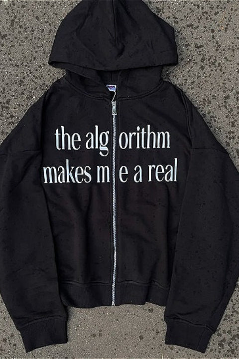 Sudadera con capucha de bloque de color Chic con estampado de letras divertido