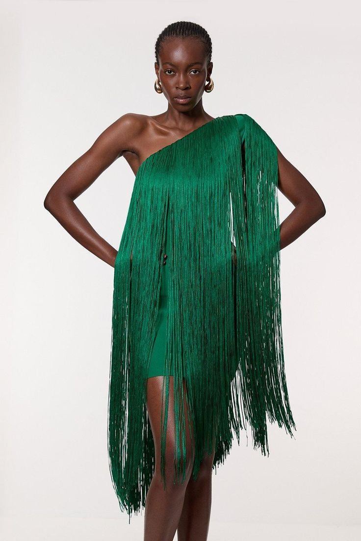 Simple Flowy Fringe Party Cocktail Dress