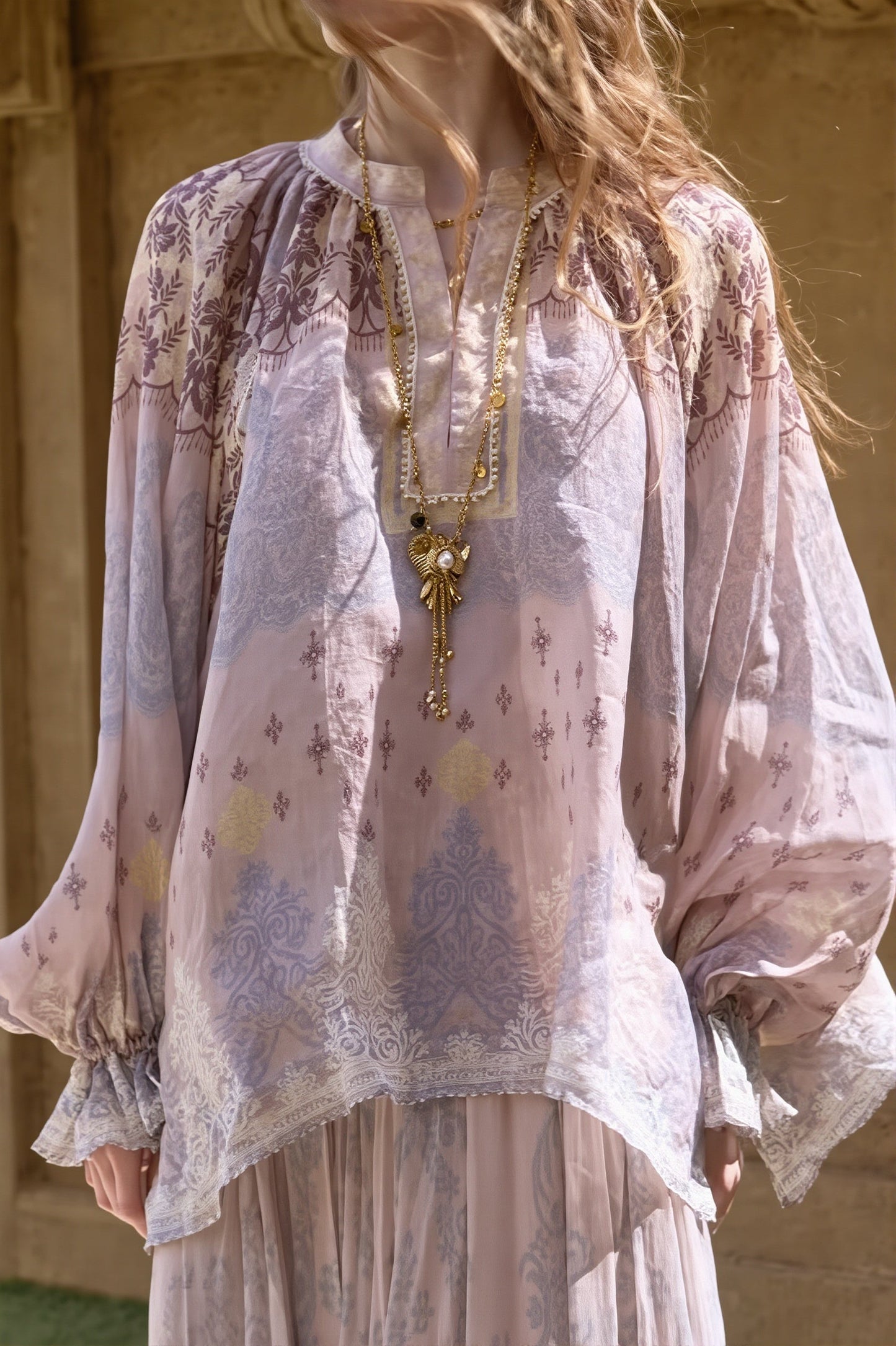 Blusa casual de lino tie-dye de manga larga