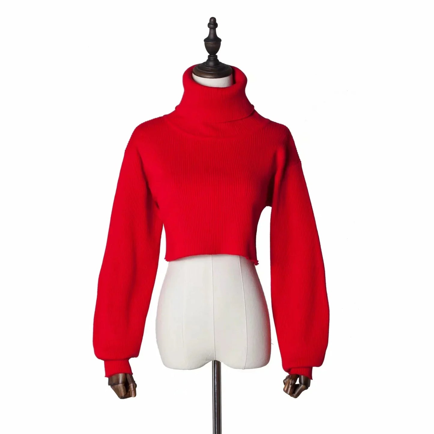 Trendy Casual Loose Sexy Fashionable Solid TurtleNeck Long Sleeve Knit Crop Sweater