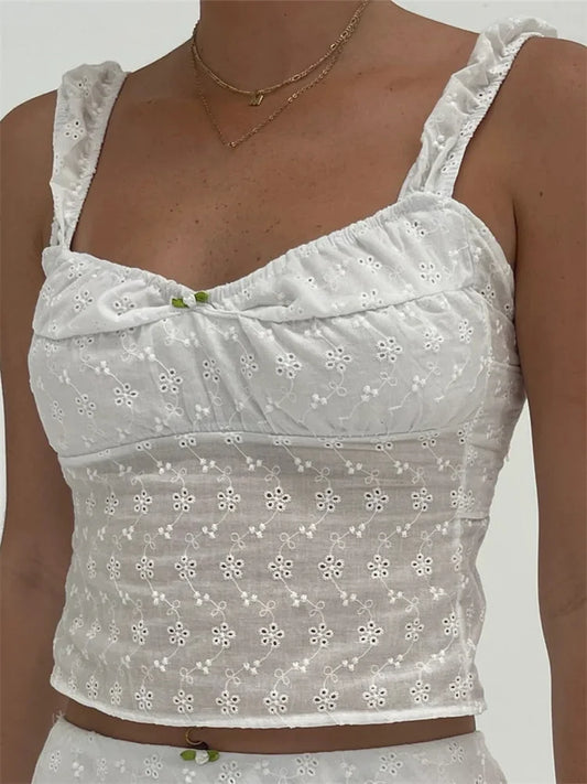 Retro Women Sleeveless Lace Low Cut Slim Fit Fairycore Grunge Backless Tie-up Clubwear Crop Top