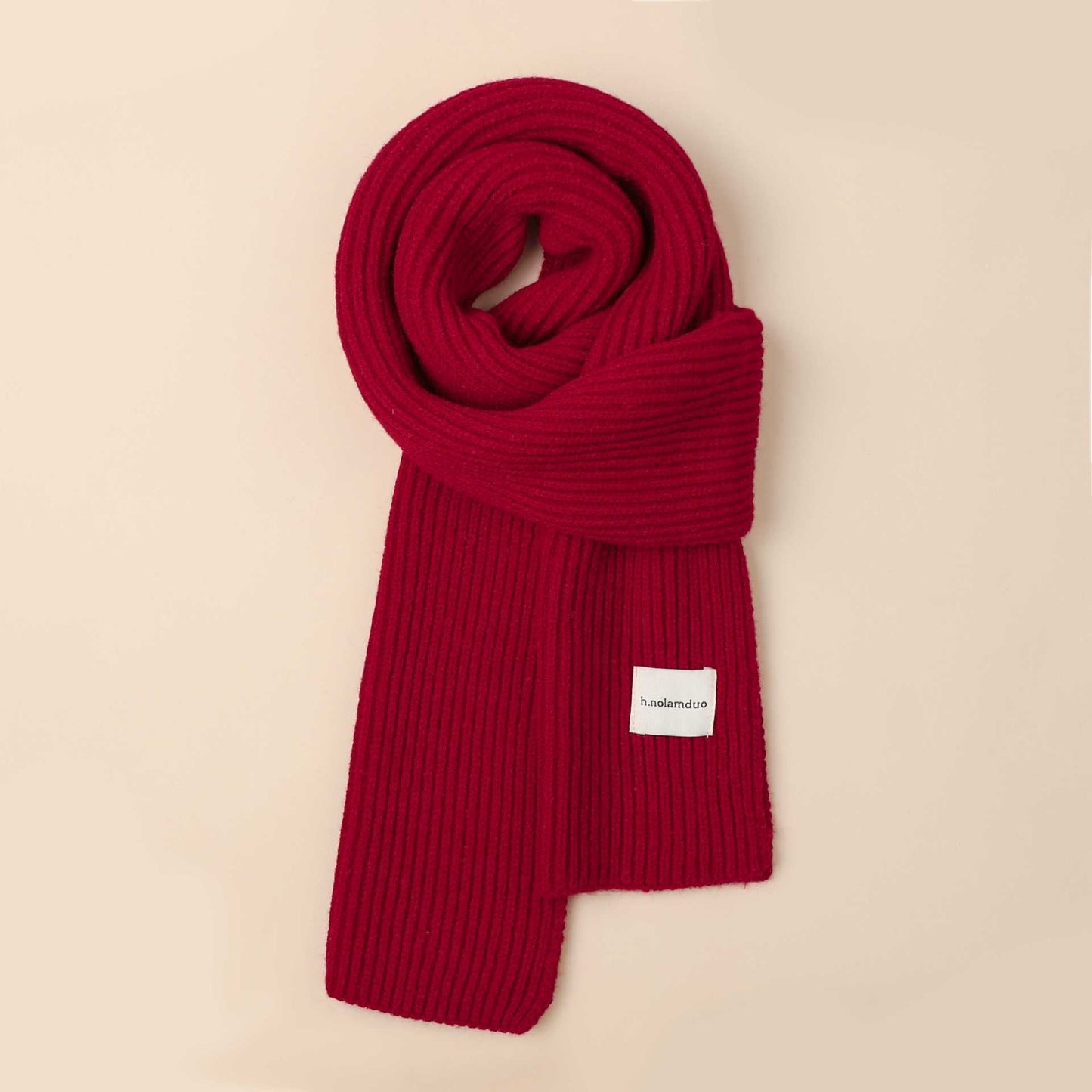 Solid Pompom Knit Scarf