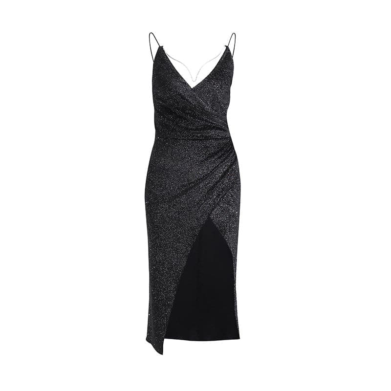 DressBetty - Party Dresses Women Bright Silk High Slit Dress