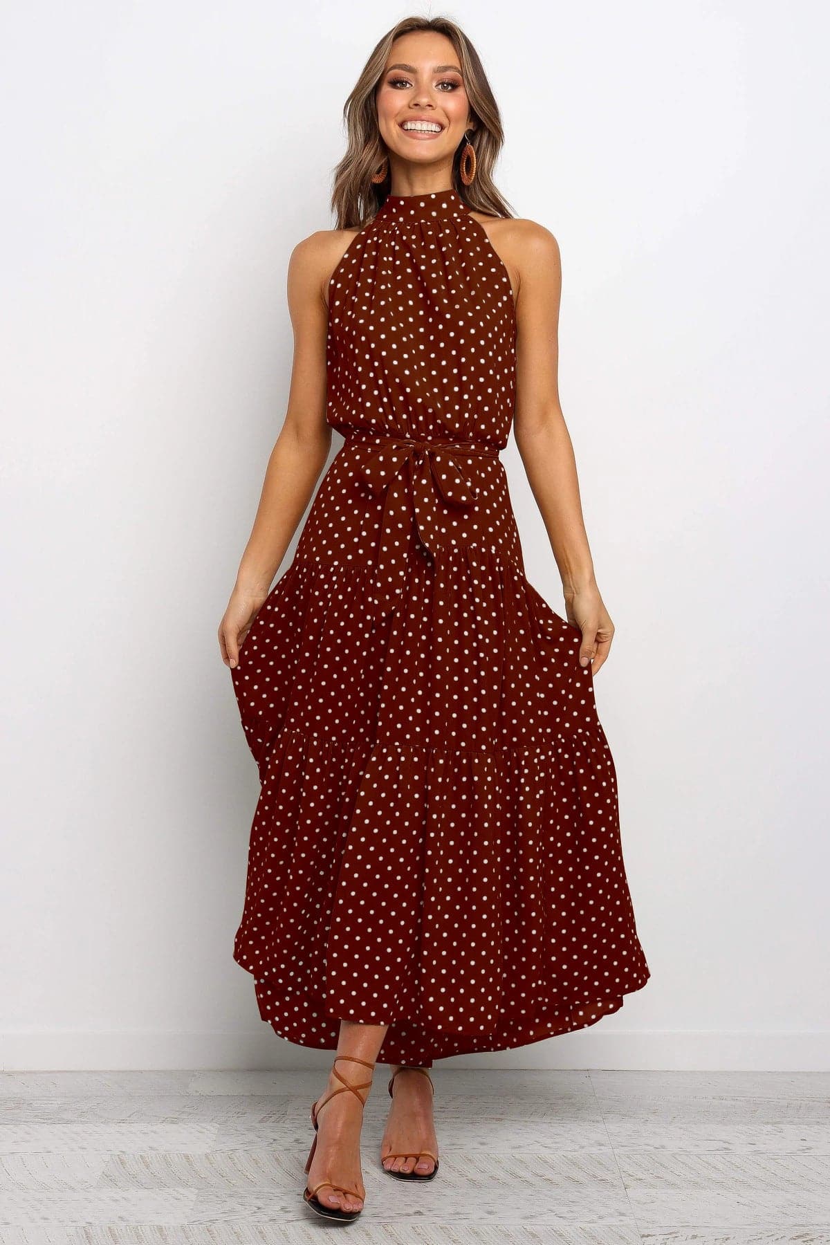 DressBetty - Polka Dot Print Women Bohemian Maxi Dress