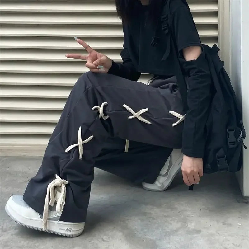 Vintage Y2K All-match Style Style Office Lady High Waist Sweatpants