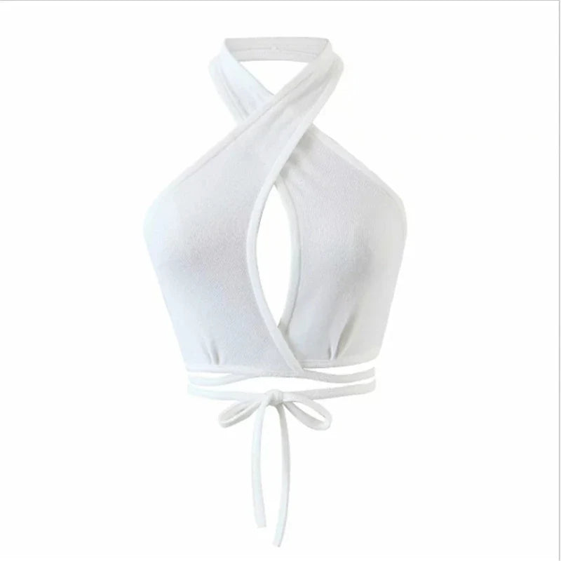 DressBetty - 2024 Cross Halter Neck Hollow Out Camisole