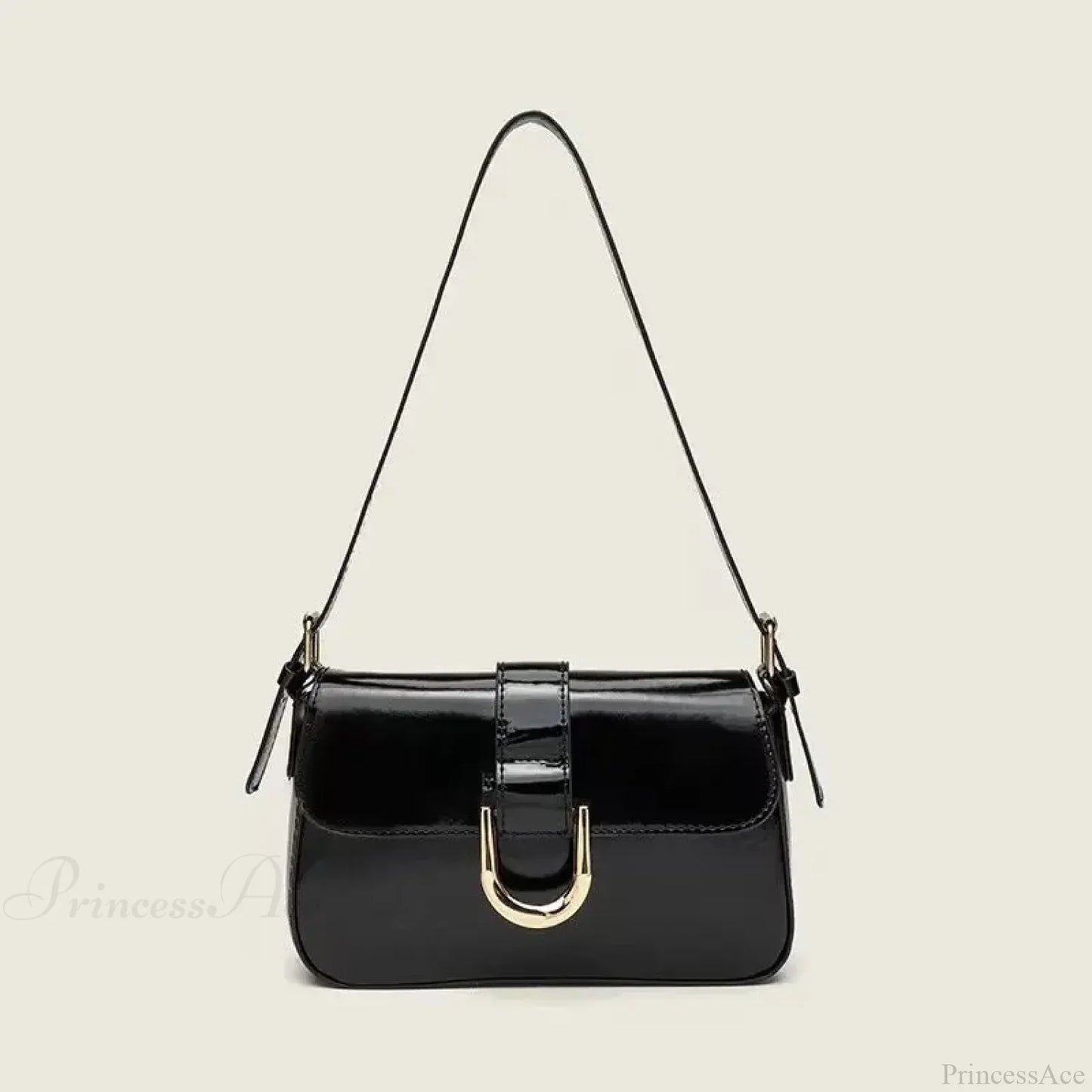 Adjustable Strap Patent Leather Satchel Bag