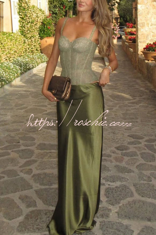 In A Fairytale Lace Corset Back Lace-up Slip Stretch Bodysuit