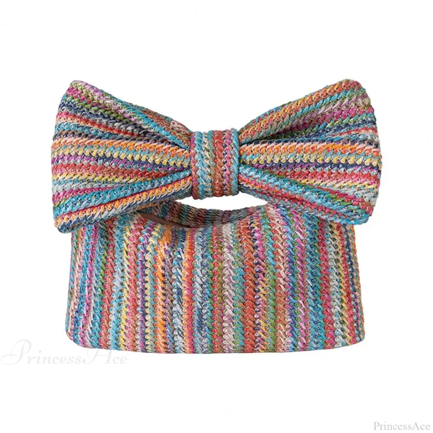 Beach Bow Crescent Shape Straw Clutch Wristlet
