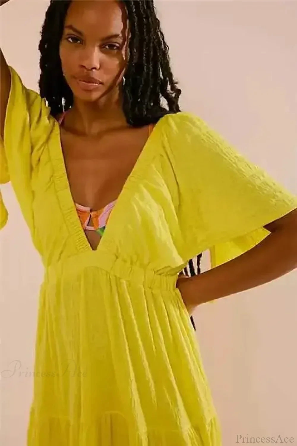 Black Embroidery Round Neck Flare Boho Dress