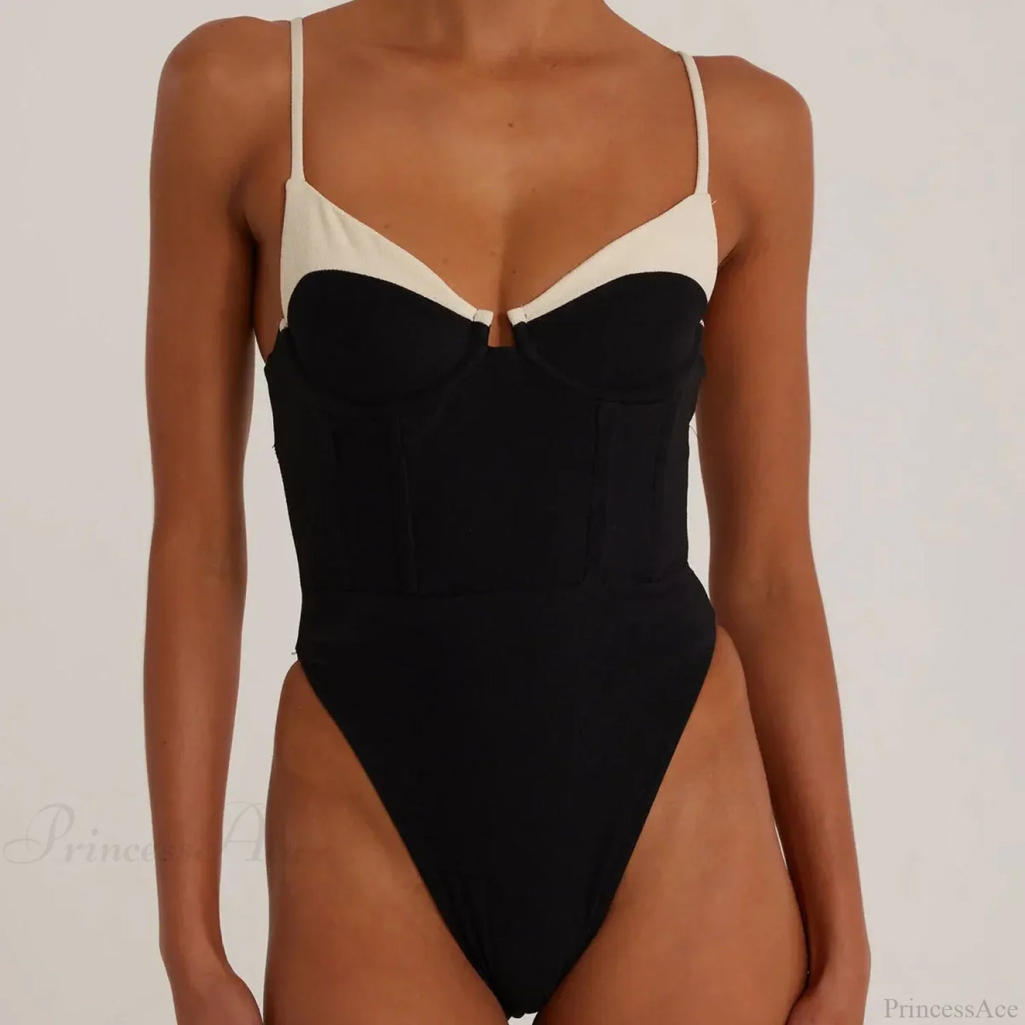 Traje de baño de una pieza para mujer en blanco y negro