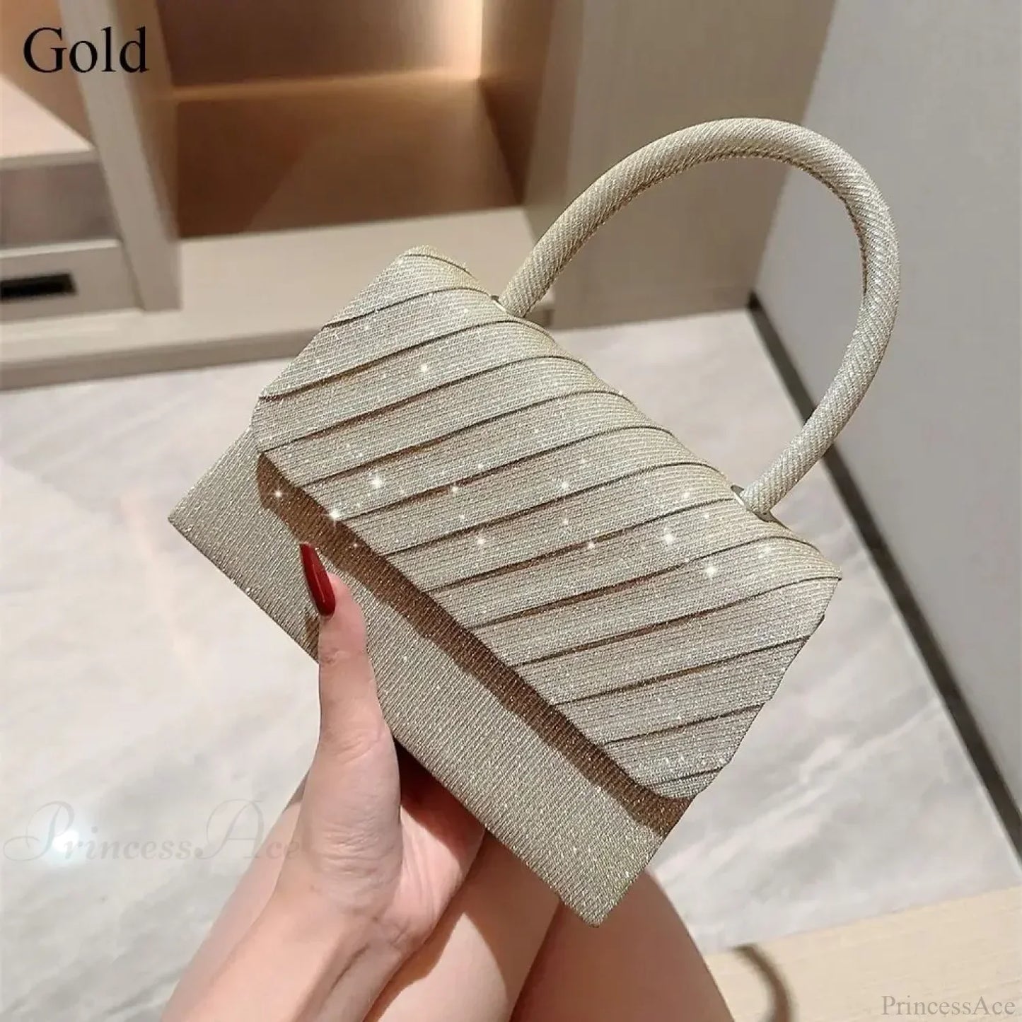 Bright Silk Evening Bag Elegant Banquet Shoulder Clutch