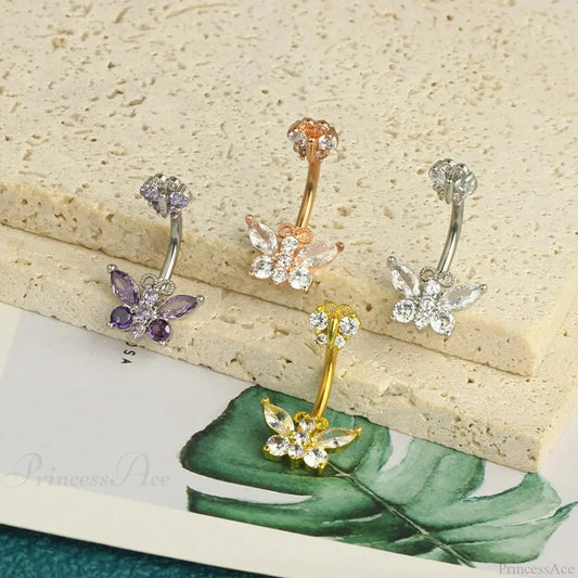Butterfly CZ Sparkling Gothic Belly Ring