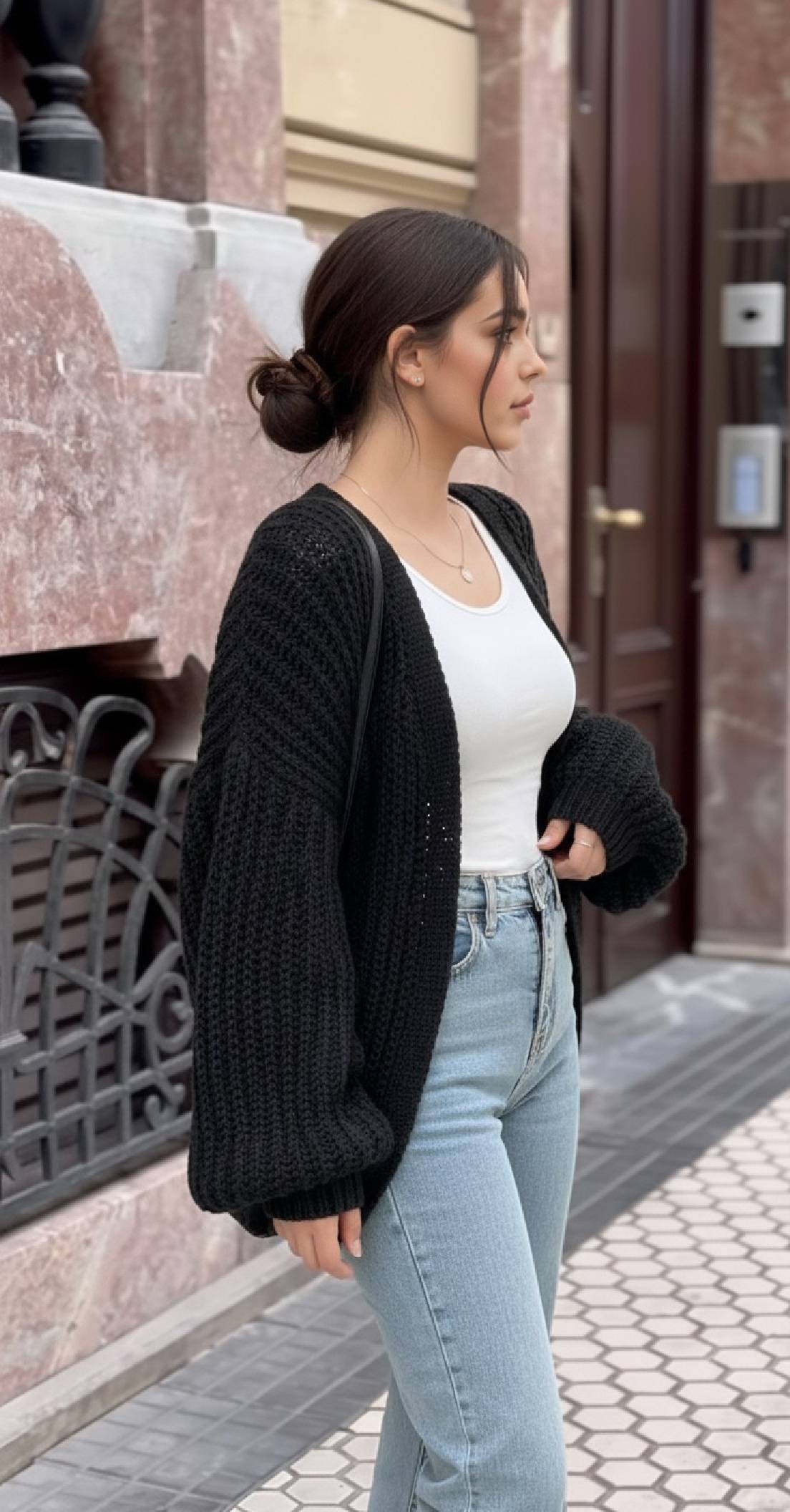 Open Front Long Sleeve Knit Cardigan