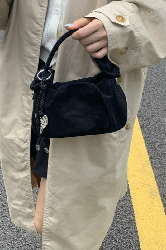 Bolso Bandolera Elegante Vintage con Charm de Nube Plisado