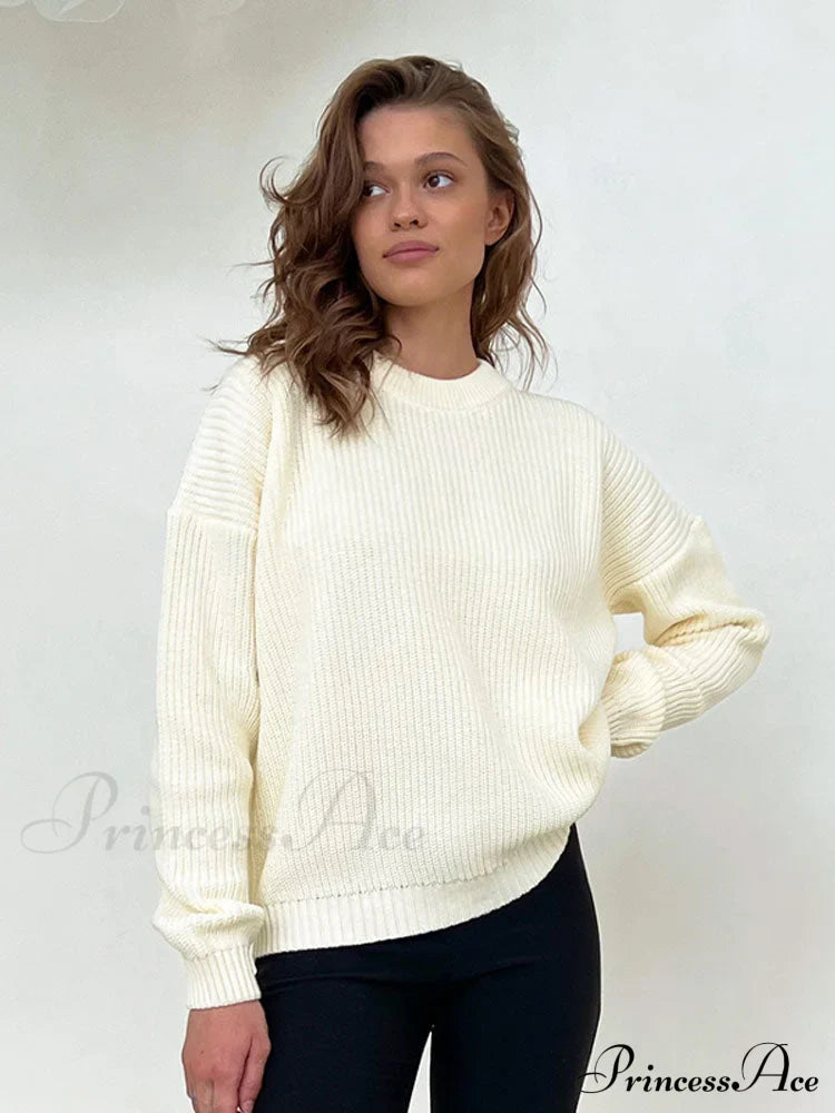 Chic O-neck Elegant Knitted Sweater Pullovers
