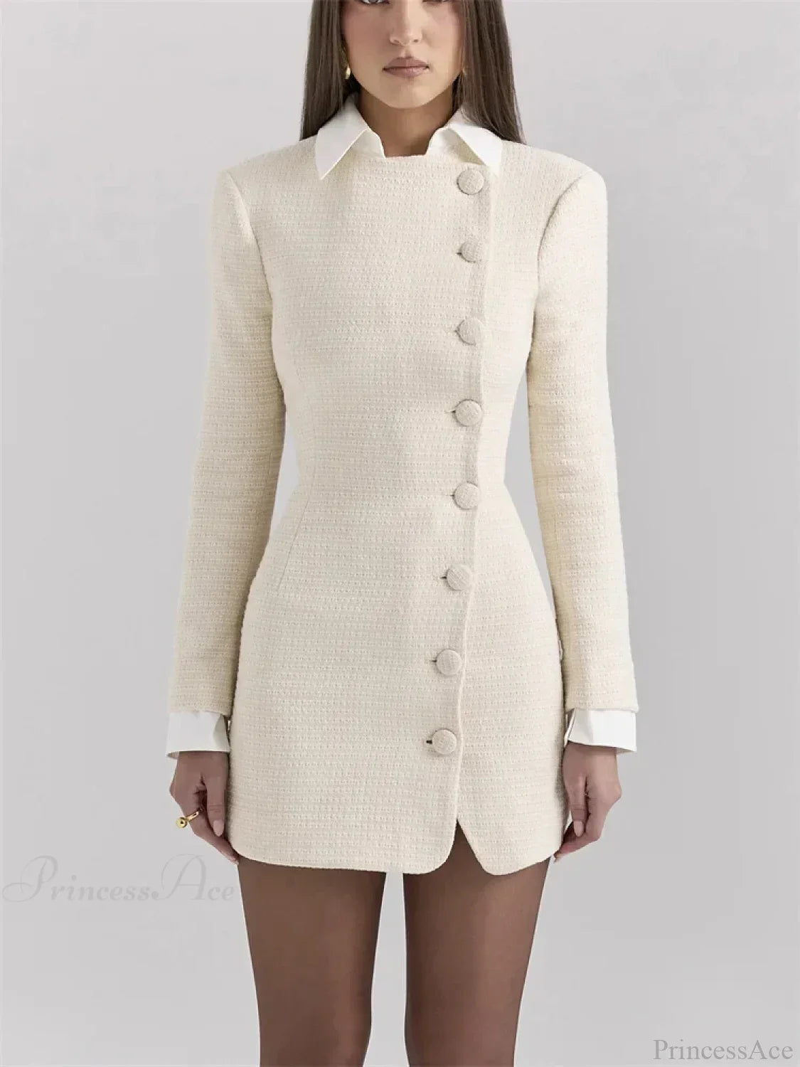 Contrast Lapel Cardigan Mini Dress