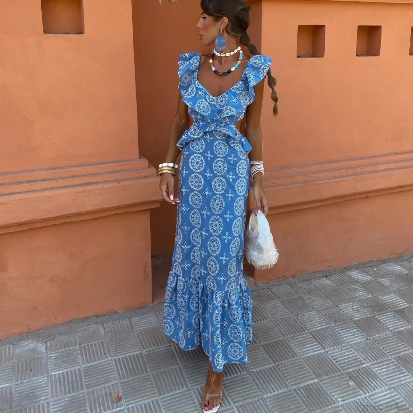 Cotton Floral Lace Party Boho Dress