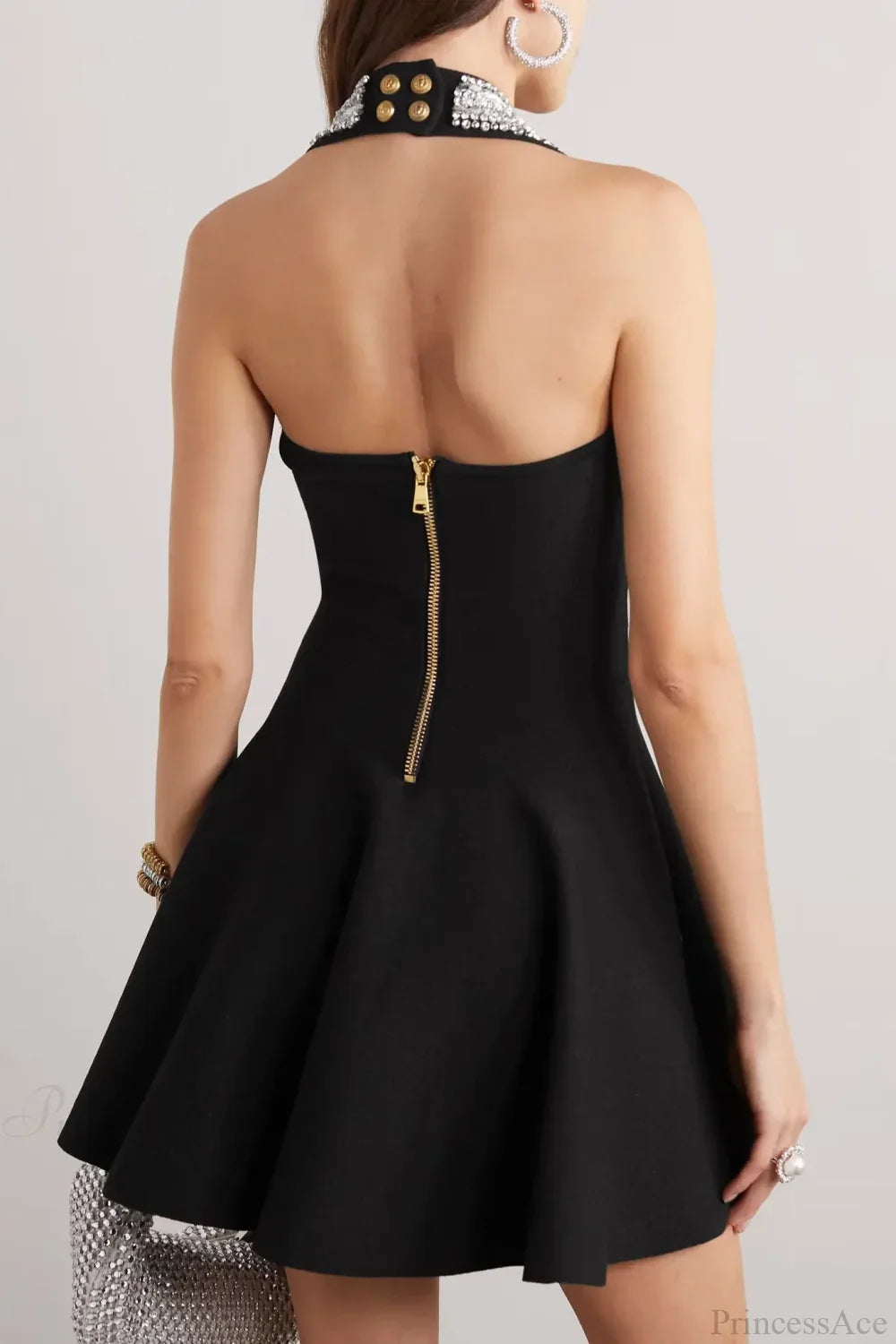 Dazzling Diamonds Halter Mini Party Dress