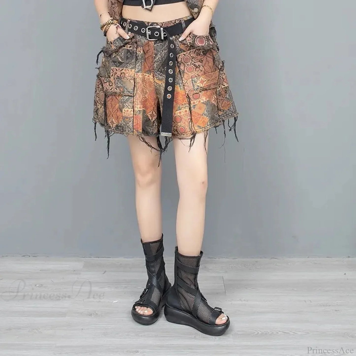 Distraught Imprinted Denim Short