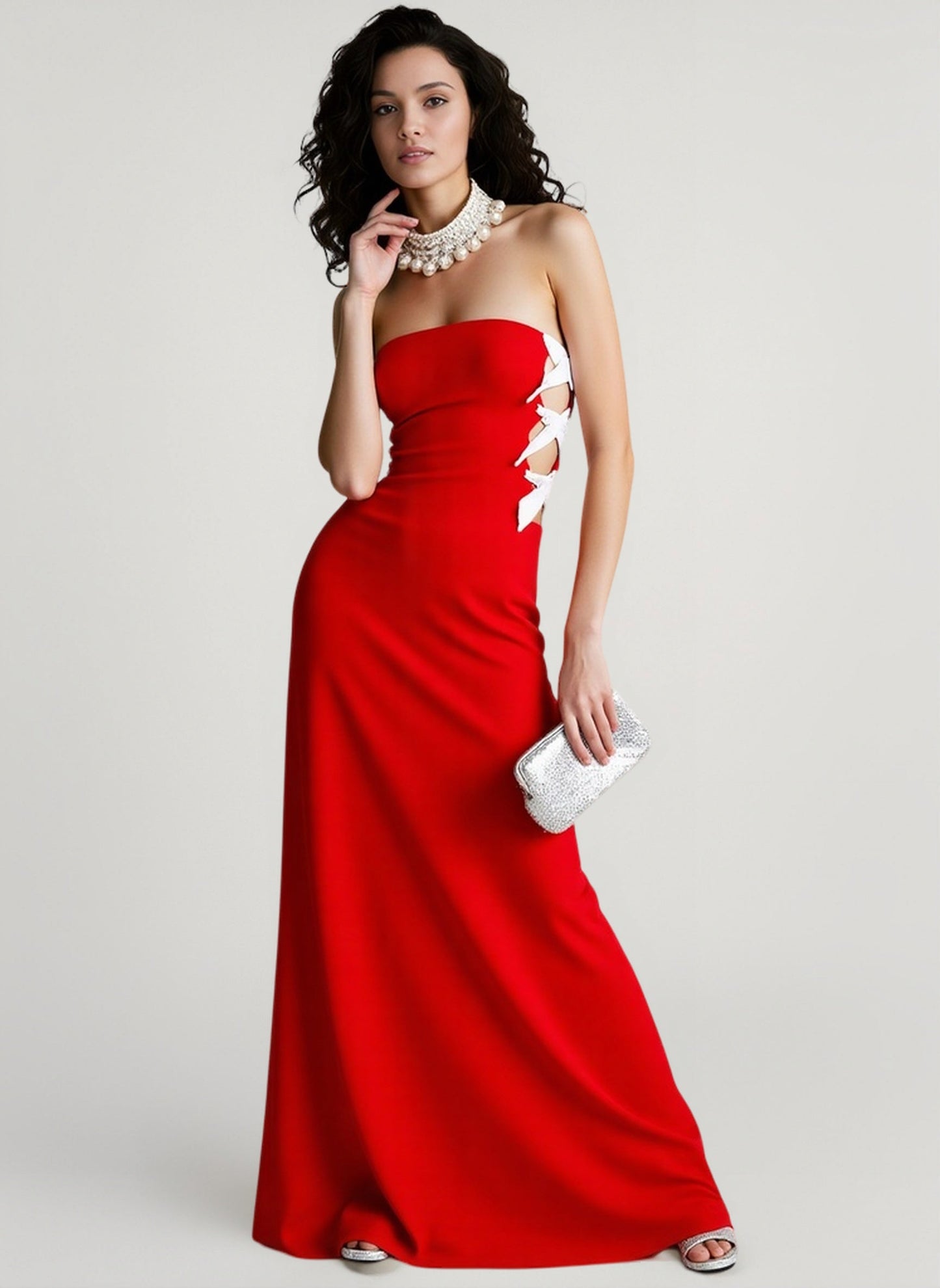 Off Shoulder Hollow Bow Mermaid Bandage Formal Dress