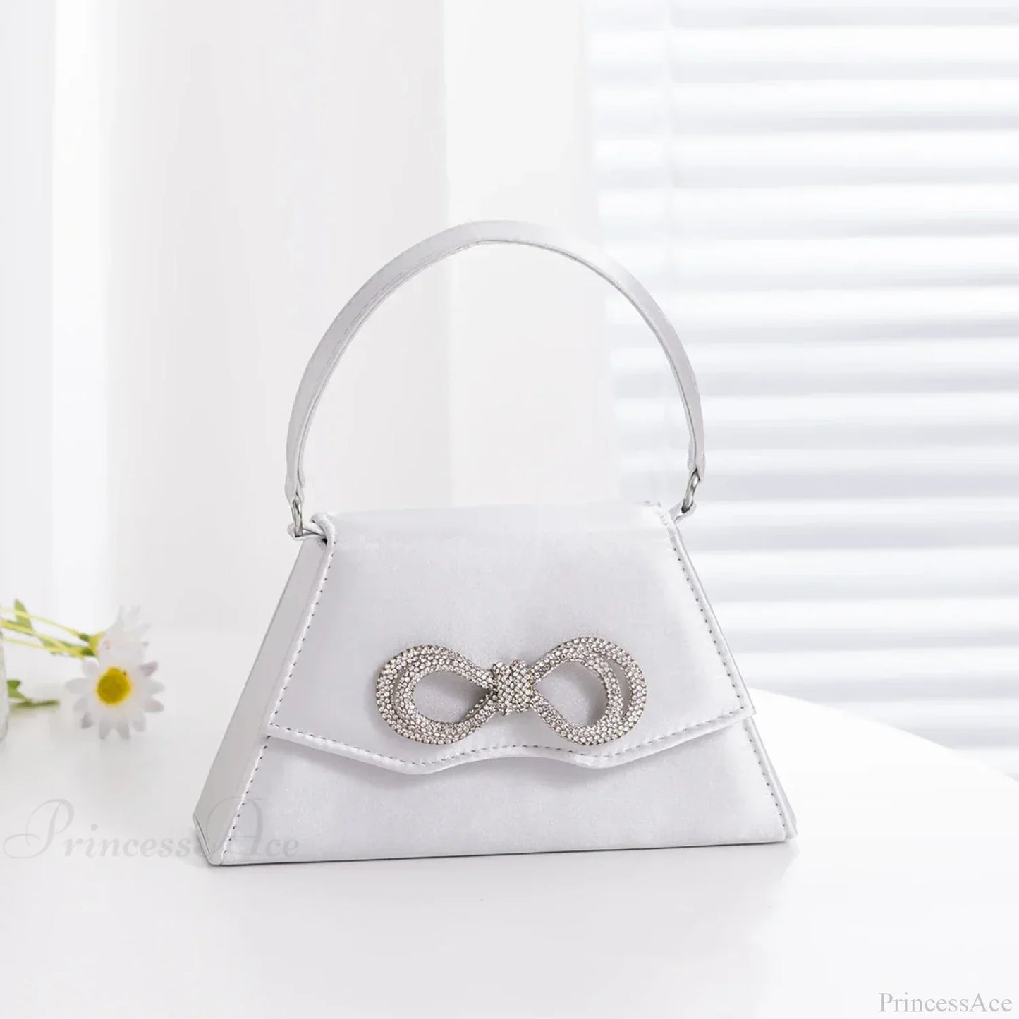 Elegant Silk Rhinestone Bow Wedding Clutch Bag