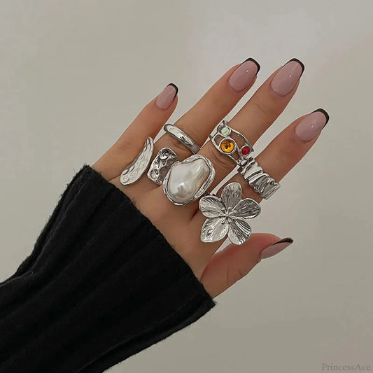 European Ornate Pearl Medieval Ring