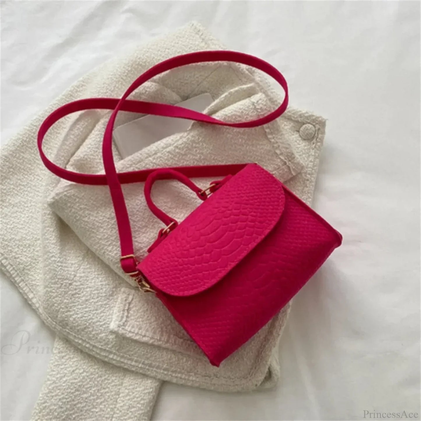 Fashion Felt Crocodile Embossed Crossbody Handbag