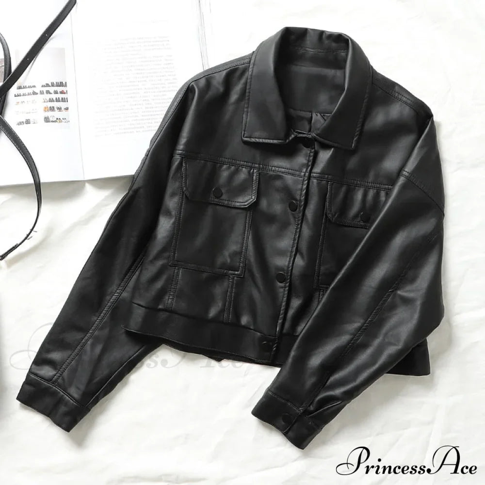 Faux Leather Short Y2k Jacket