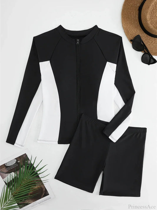 Floral Rashguard Surf Suit Two Piece Set