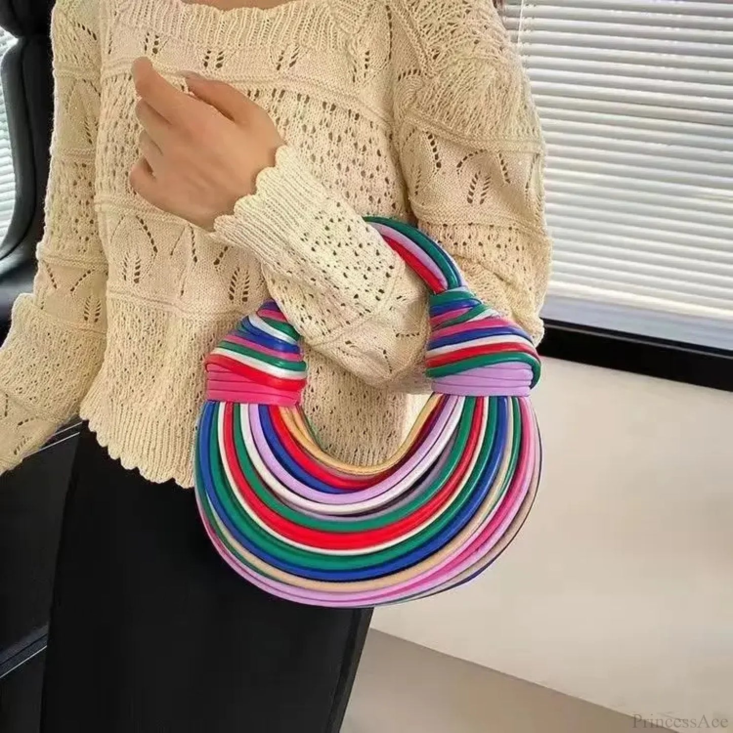 Handwoven Noodle Gold Evening Clutch Handbag