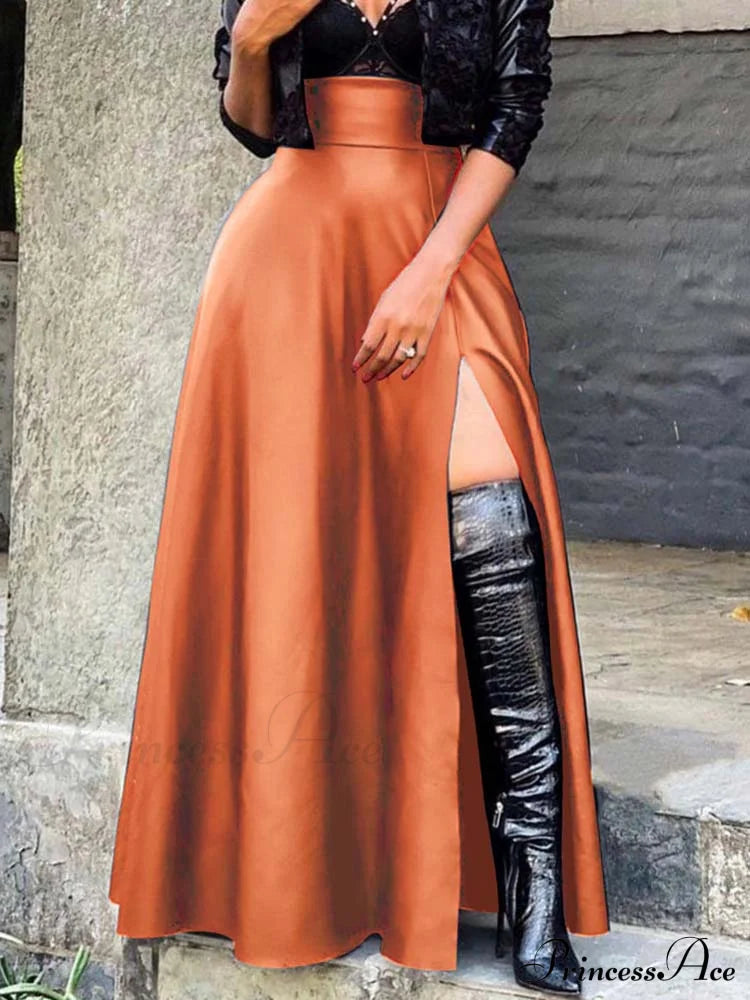 High Waist Seamed Trim Vegan Mini Skirt
