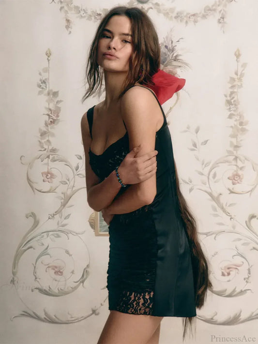 Lace Camisole Double-Layer Mini Dress