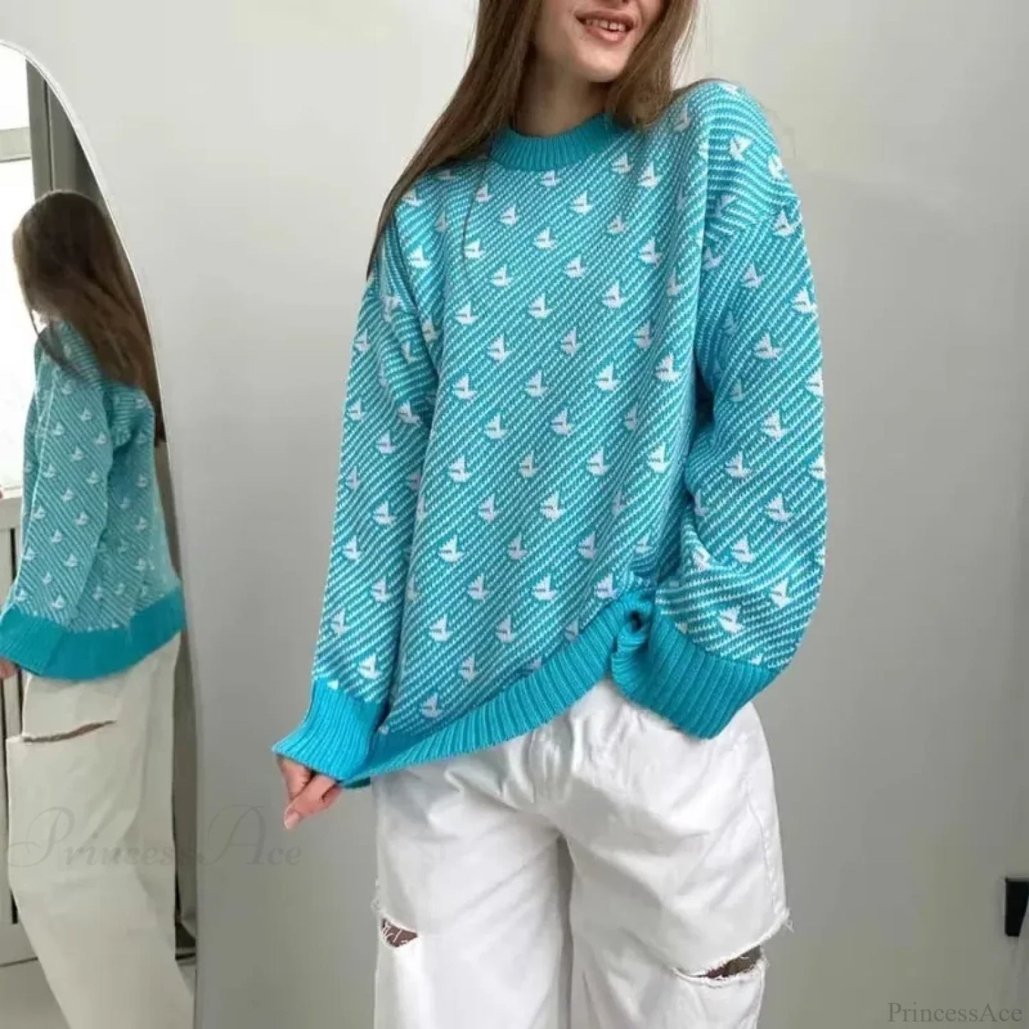 Loose Fashion Printed Long Sleeve Sweater