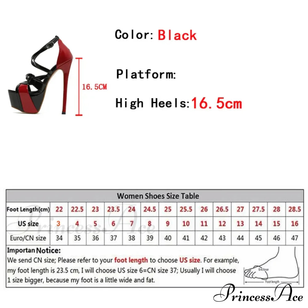 Peep Toe 16.5CM Extreme High Heels Women's Sandals - Party Wedding Banquet Stiletto Shoes with Buckle Strap Platform Pumps