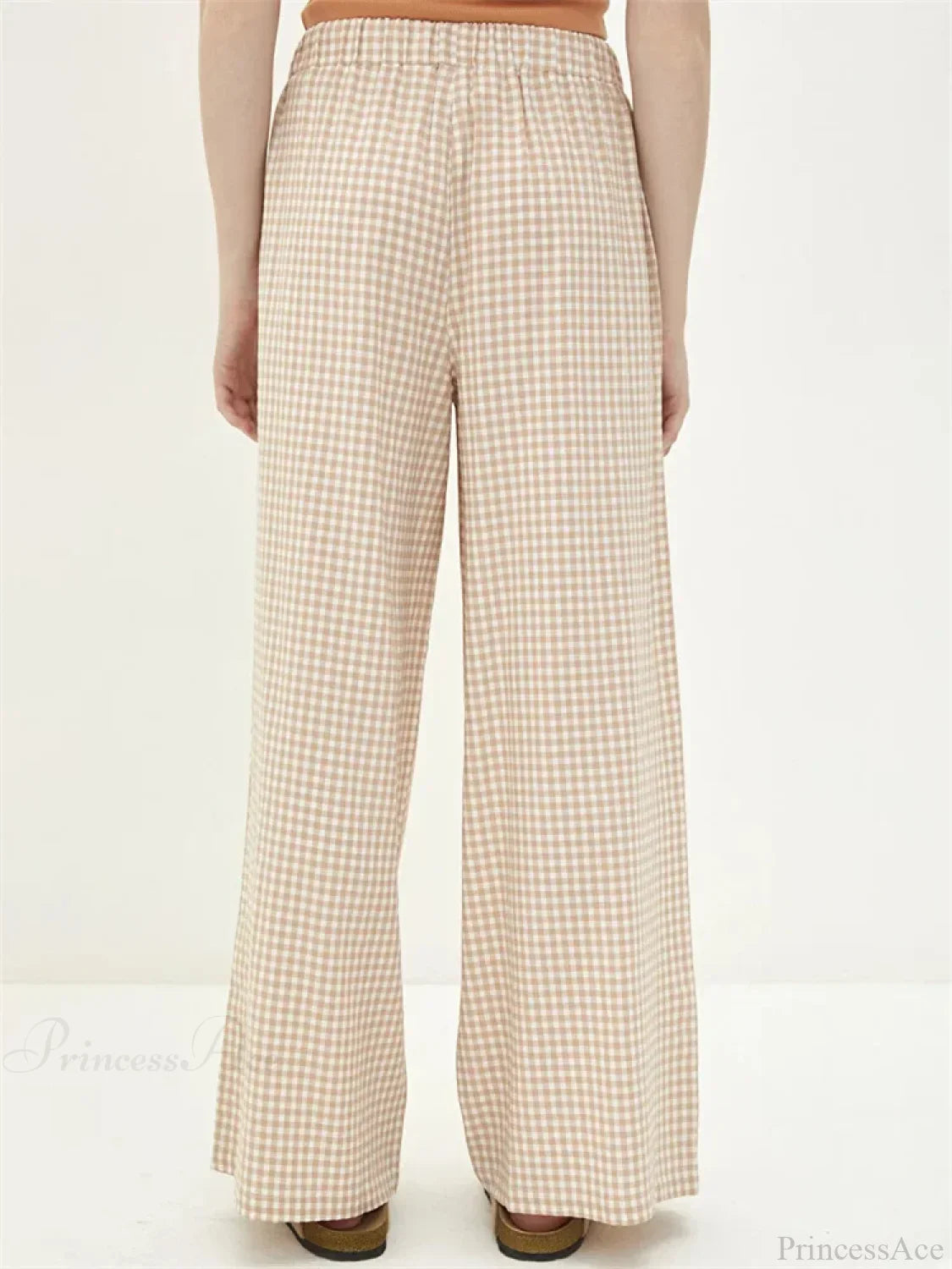 Plaid High-Waisted Drawstring Wide Leg Streetwear Pant