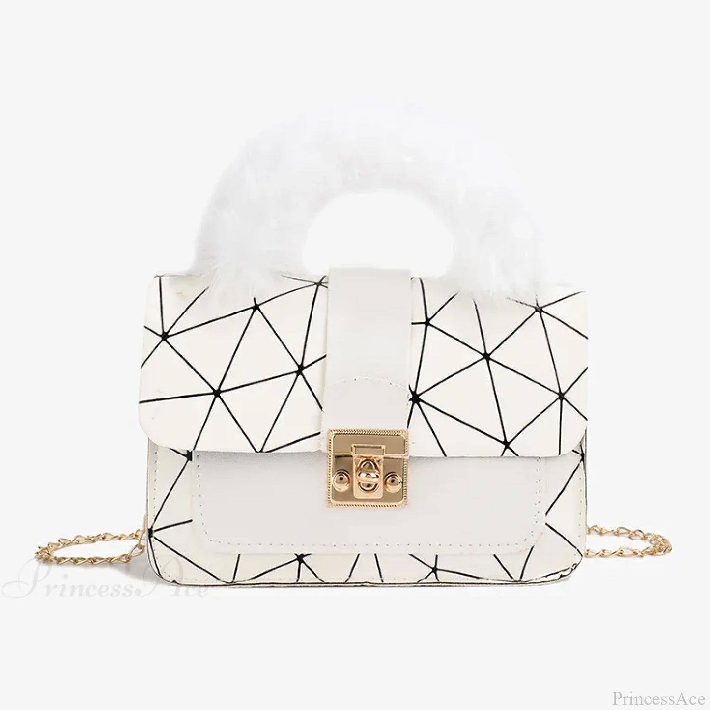 Plush Small Square Printed Messenger Handbag